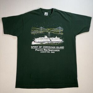 VTG Fruit Of The Loom Single Stitch T-Shirt Men's XL Green Vancouver Ferry 1993